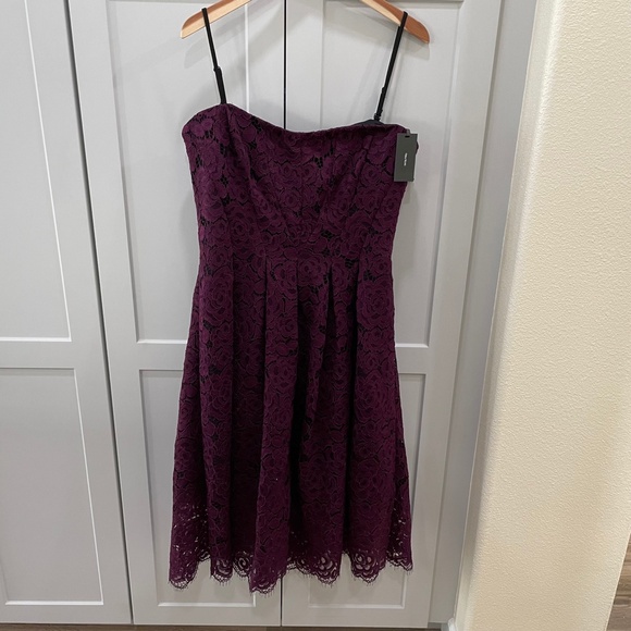 Vera Wang Dress Womens 14 Purple Lace Fit Flare Special Occasion Prom Party - Picture 2 of 16